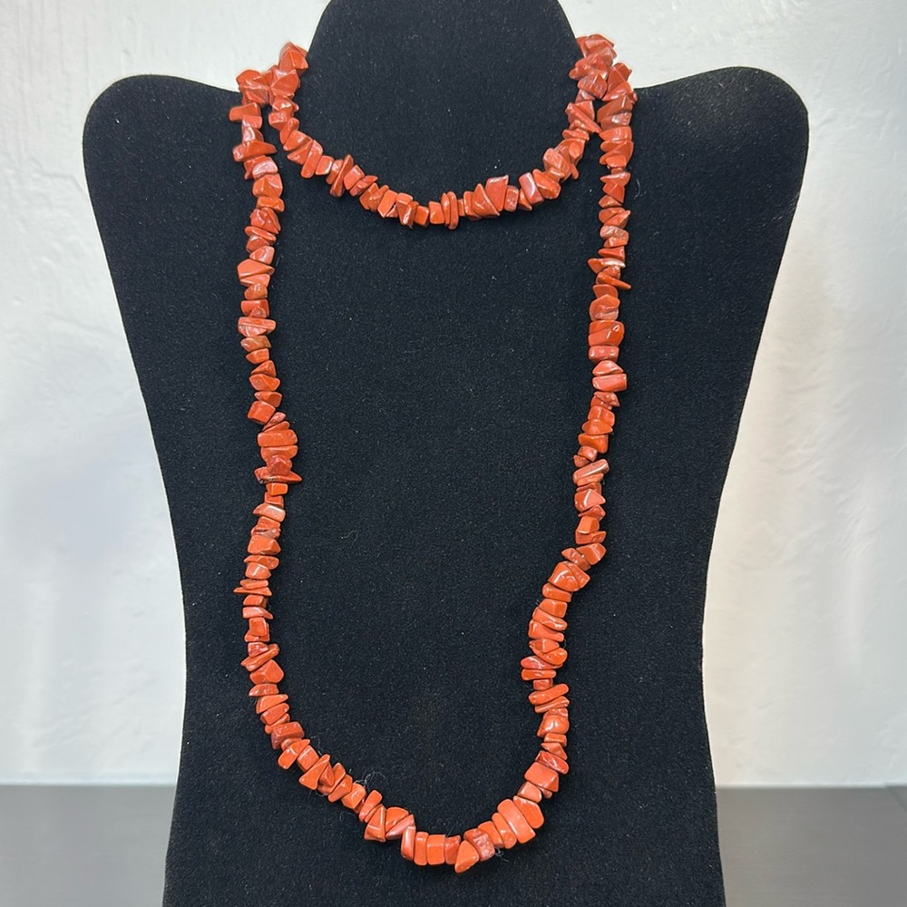 Red Jasper Medium Chip Continuous 36” Strand Necklace